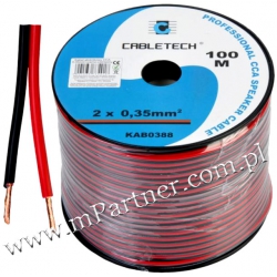 Przewód głośnikowy kabel CCA czarno-czerwony 2x0,35mm 100m