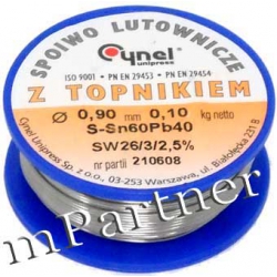 Cyna 0,9mm 0,10kg z topnikiem Cynel Sn60Pb40