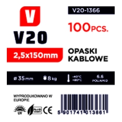 Opaski zaciskowe kablowe 150mm x 2,5mm 100 sztuk