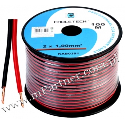 Przewód głośnikowy kabel CCA czarno-czerwony 2x1,0mm 100m