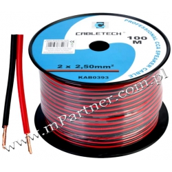 Przewód głośnikowy kabel CCA czarno-czerwony 2x2,5mm 100m