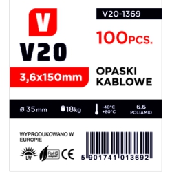 Opaski zaciskowe kablowe 150mm x 3,6mm 100 sztuk