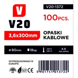 Opaski zaciskowe kablowe 300mm x 3,6mm 100 sztuk