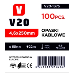 Opaski zaciskowe kablowe 250mm x 4,6mm 100 sztuk