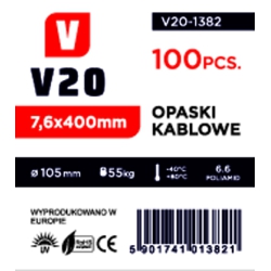 Opaski zaciskowe kablowe 400mm x 7,6mm 100 sztuk