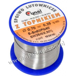 Cyna 0,7mm 0,25kg z topnikiem Cynel Sn60Pb40