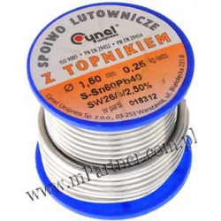 Cyna 1,5mm 0,25kg z topnikiem Cynel Sn60Pb40