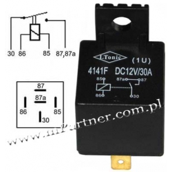 Przekaźnik samochodowy 12V 30A zwierny 4141 LIMING z uchwytem