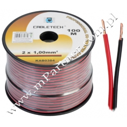 przewód głośnikowy CU czar-czerw 2x1,0mm 100m