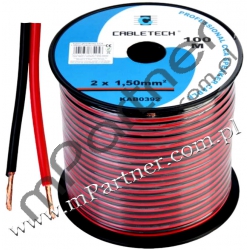 Przewód głośnikowy kabel CCA czarno-czerwony 2x1,5mm 100m
